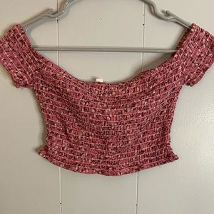 Gently worn pink floral crop top